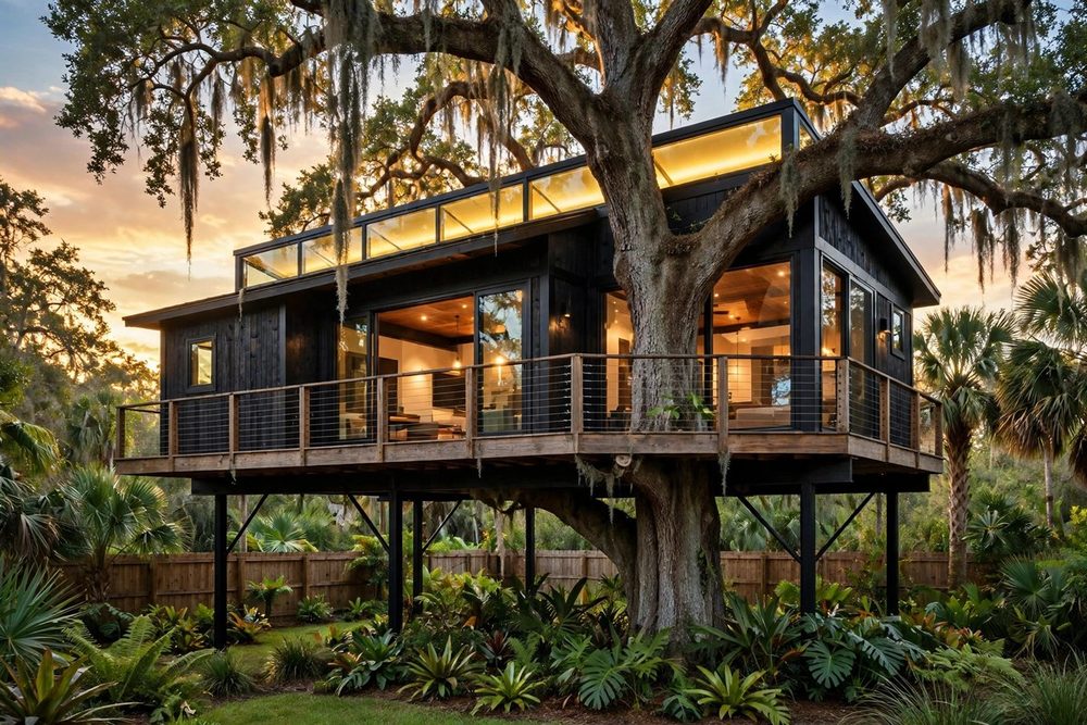 Canopy Skylight — Canopy Cabin luxury treehouse ADU exterior