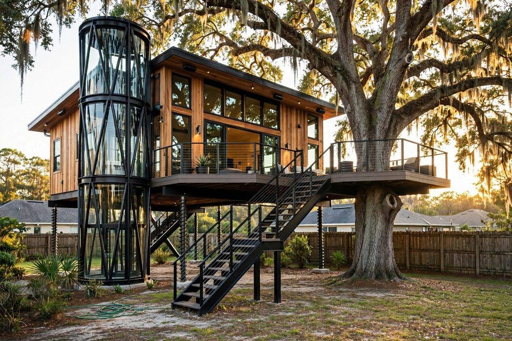 Treetop Lodge — Canopy Cabin luxury treehouse ADU exterior
