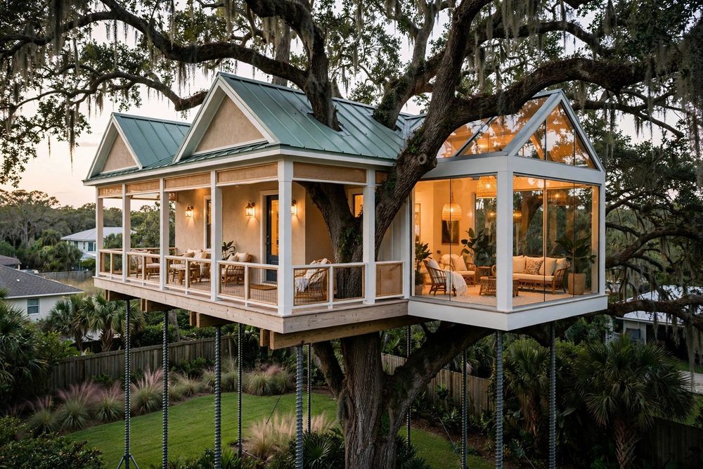 The Sandbar — Coastal Gables luxury treehouse ADU exterior