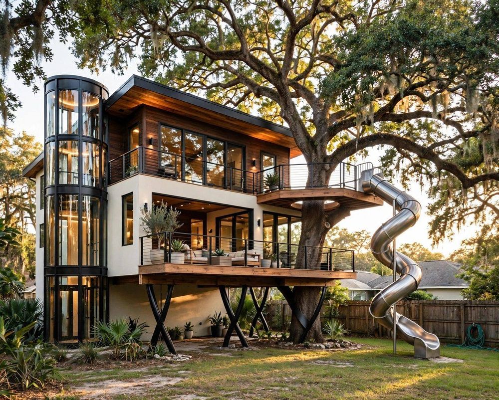 The Legacy — Elevator Estate luxury treehouse ADU exterior