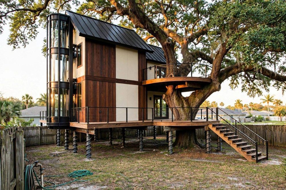 The Grand Oak — Grand Oak Pavilion luxury treehouse ADU exterior