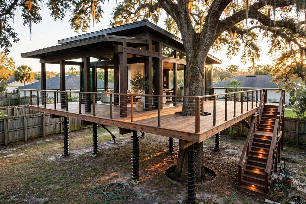 The Pavilion — Grand Oak Pavilion luxury treehouse ADU exterior