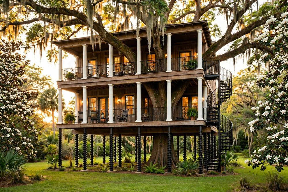 The Double Gallery — Magnolia House luxury treehouse ADU exterior