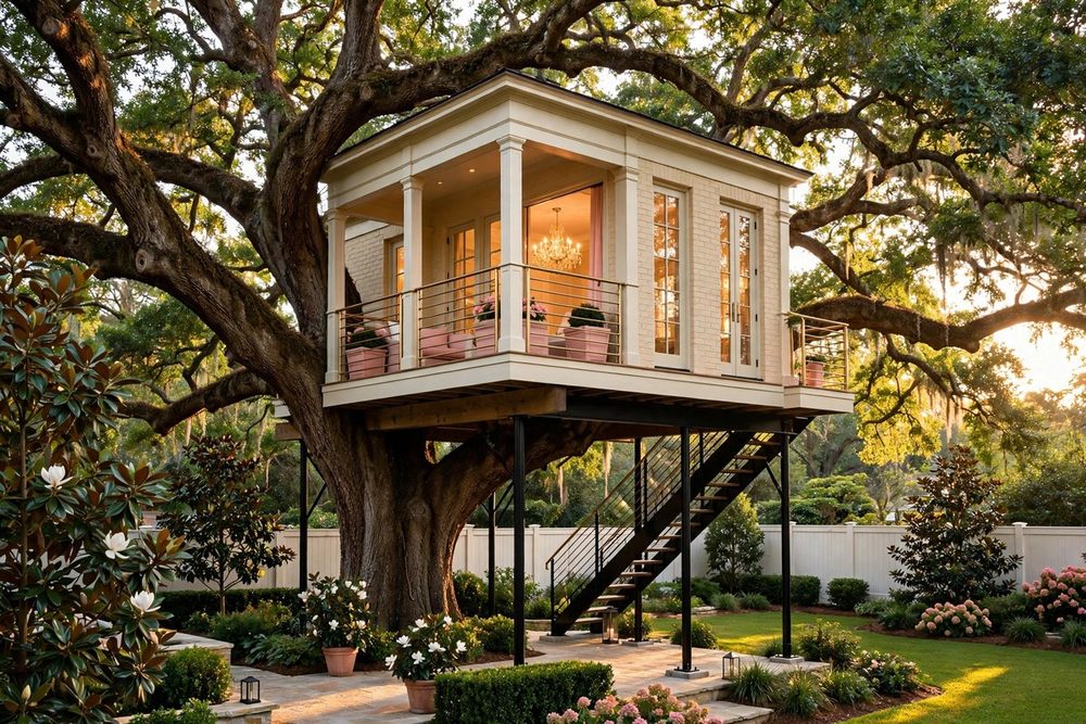 The Girl Cave — Magnolia House luxury treehouse ADU exterior