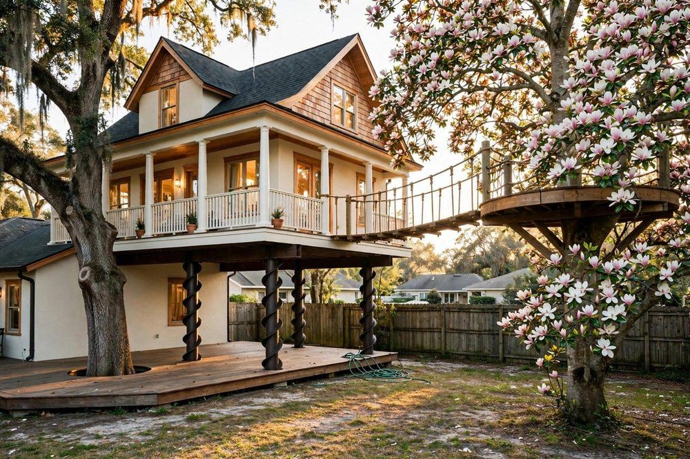 The Magnolia Manor House — Magnolia House luxury treehouse ADU exterior