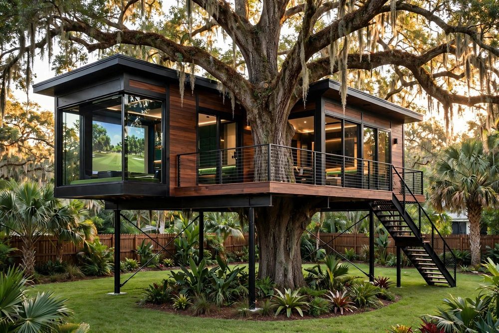 The Fairway — Man Cave luxury treehouse ADU exterior
