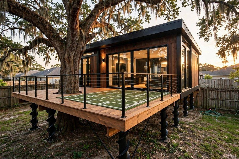 The Huddle — Man Cave luxury treehouse ADU exterior