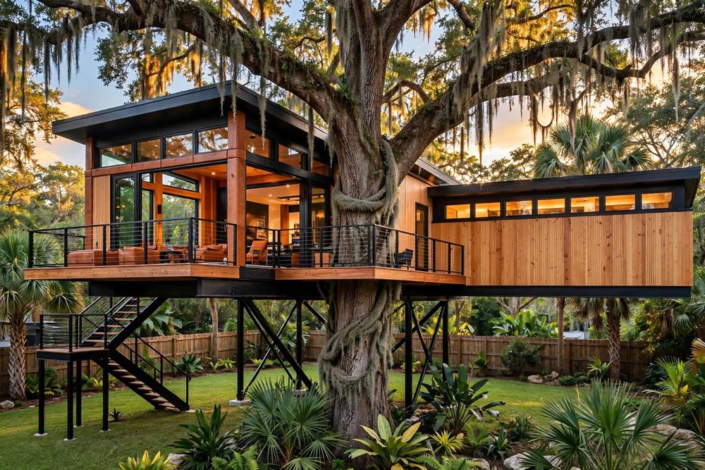 The Strike Zone — Man Cave luxury treehouse ADU exterior