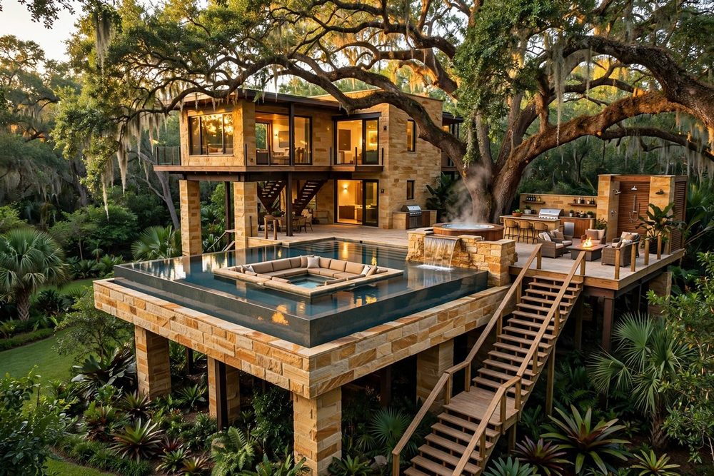 The Mirage — Oasis Deck luxury treehouse ADU exterior