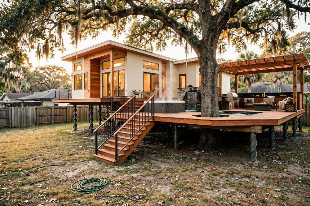 The Oasis — Oasis Deck luxury treehouse ADU exterior