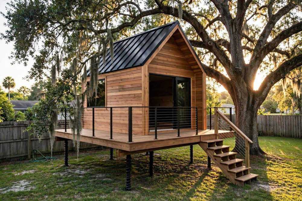 The Essential — Simple Basic luxury treehouse ADU exterior