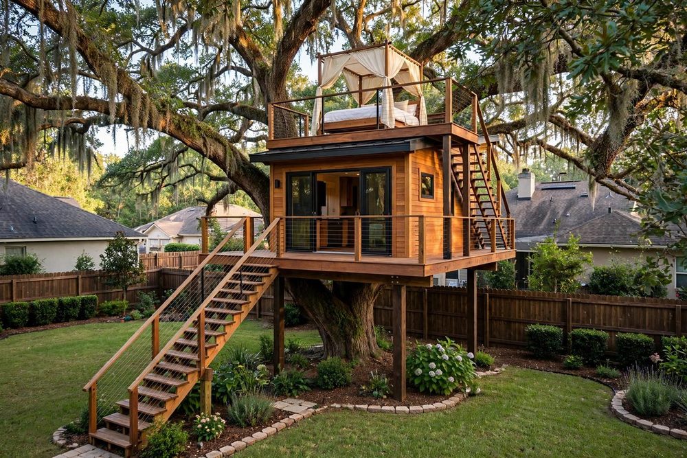 The Open Air — Simple Basic luxury treehouse ADU exterior