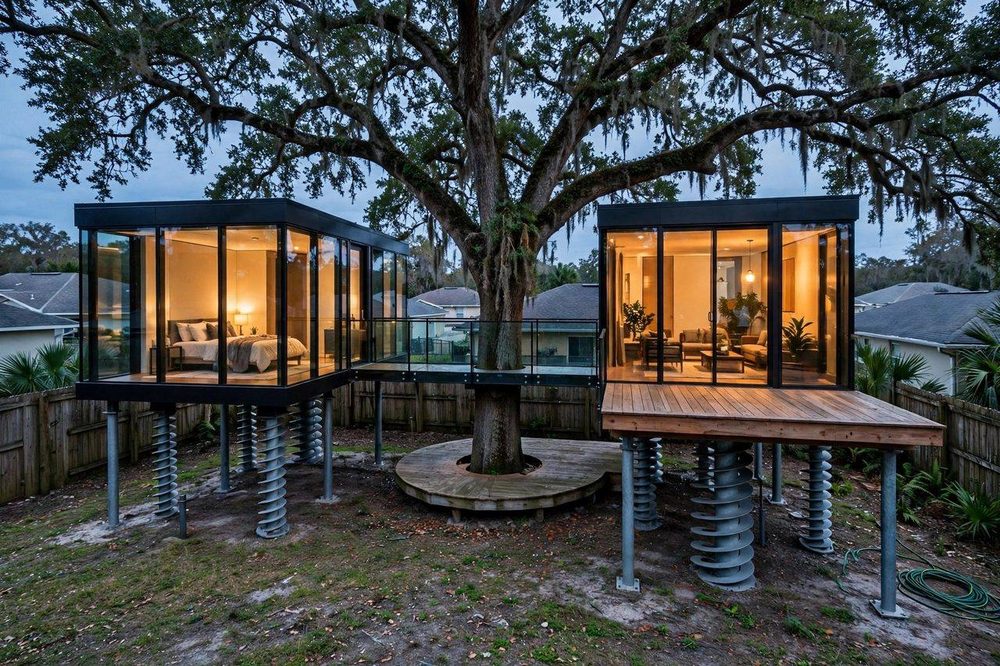 The Duo — Smart Glass luxury treehouse ADU exterior