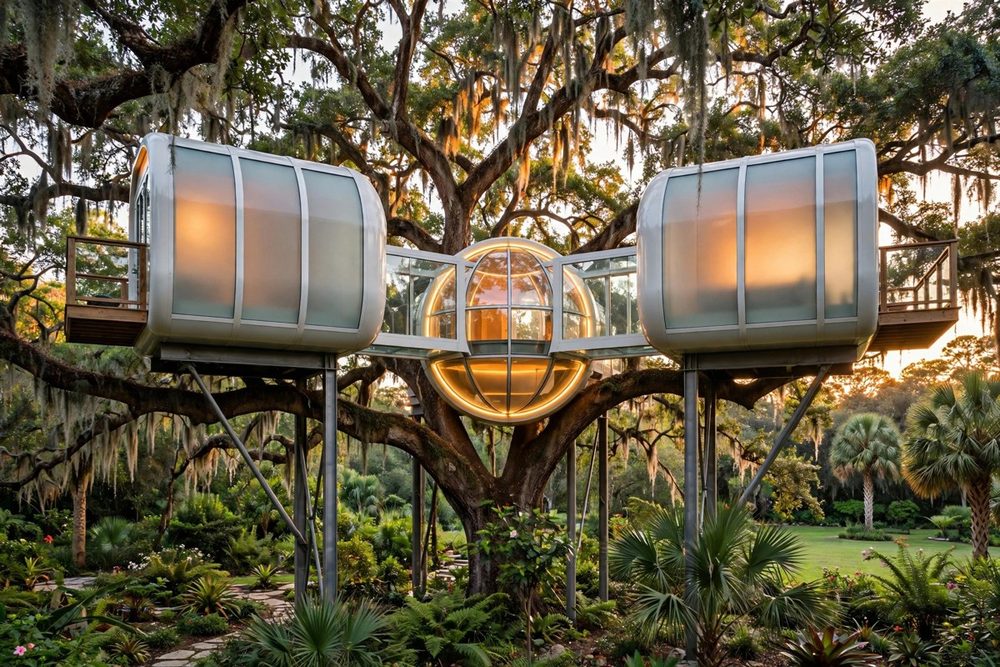 The Halo — Smart Glass luxury treehouse ADU exterior