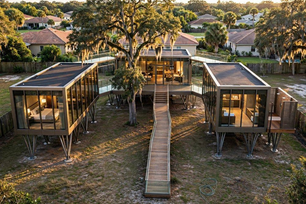 The U — Smart Glass luxury treehouse ADU exterior