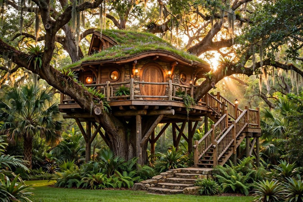 The Burrow — Storybook Cottage luxury treehouse ADU exterior