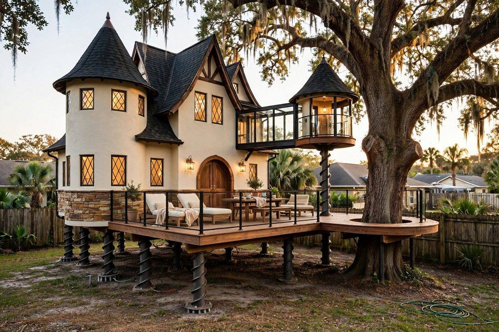 The Fairytale Manor — Storybook Cottage luxury treehouse ADU exterior