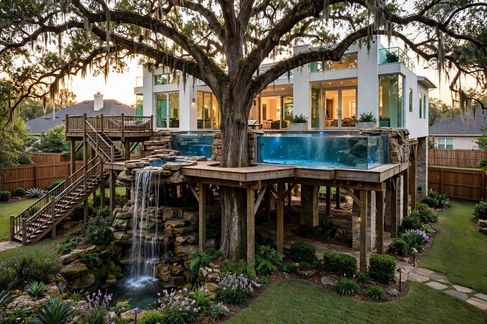 The Aqua Vista — Waterfall Estate luxury treehouse ADU exterior