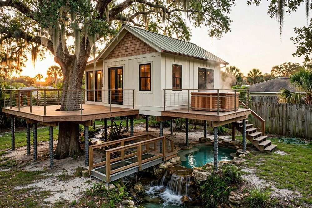 The Cascade Cottage — Waterfall Estate luxury treehouse ADU exterior