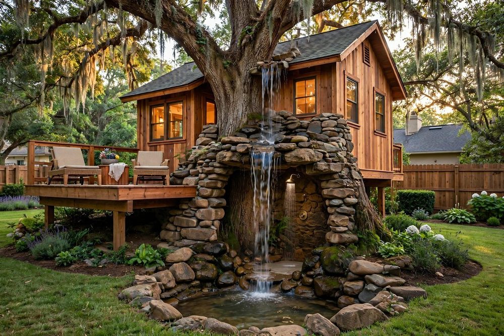 The Mist House — Waterfall Estate luxury treehouse ADU exterior
