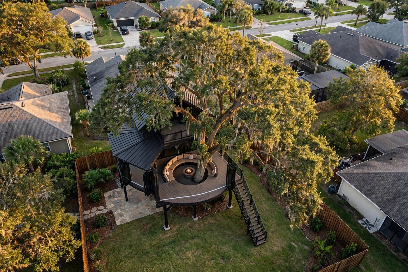 The Trunk Hearth from above — Grand Oak Pavilion collection, Rose Homes Luxury Builds
