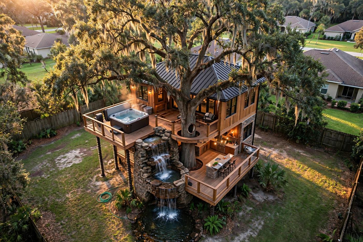 The Cascade from above — Oasis Deck collection, Rose Homes Luxury Builds