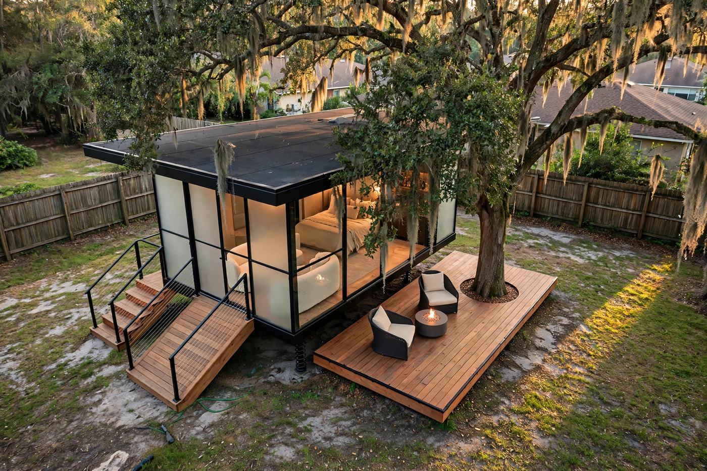The Solo Pod from above — Smart Glass collection, Rose Homes Luxury Builds